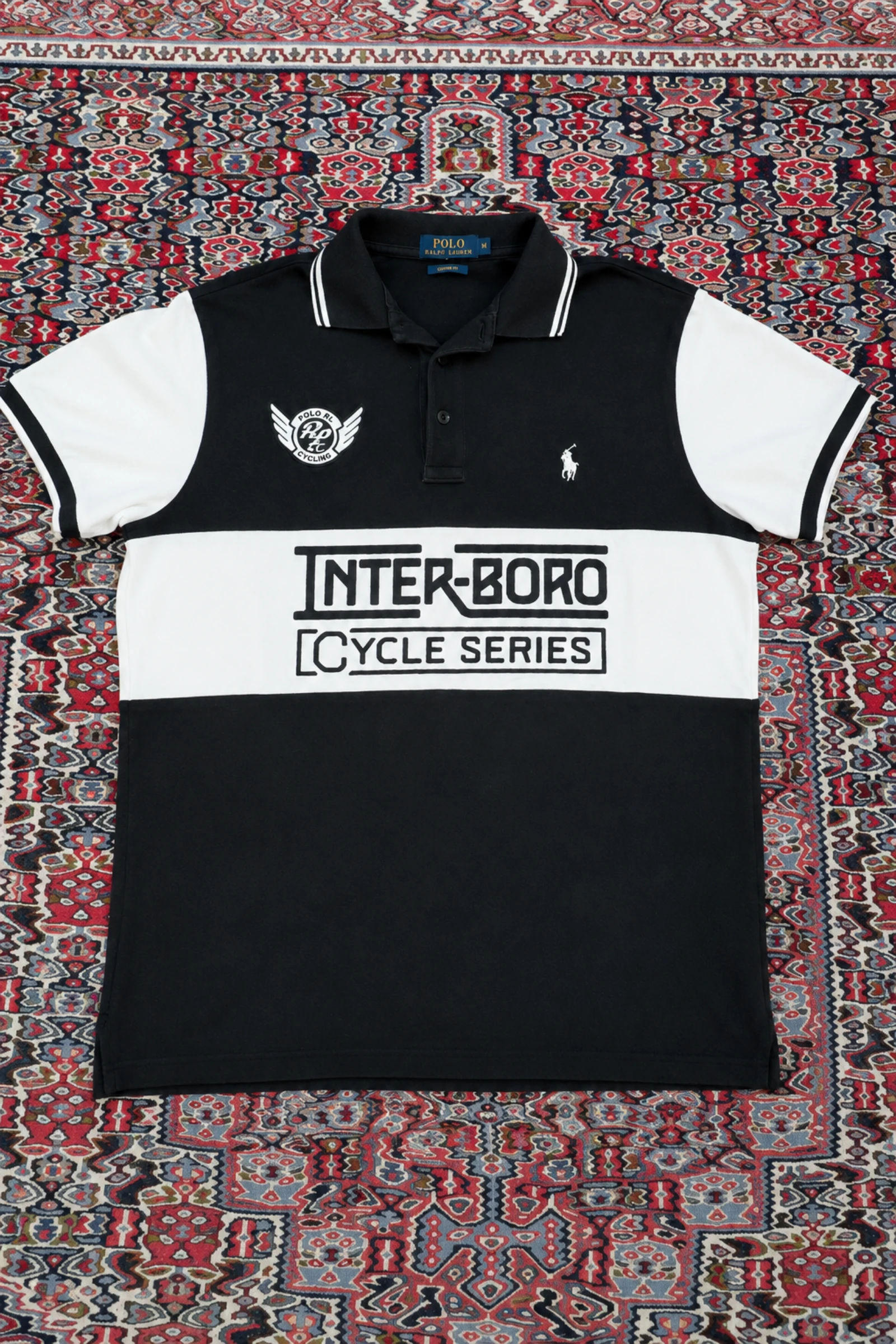 Polo Ralph Lauren Interboro Cycling Noir & Blanc – Taille M – 100% Authentique – Très bon état